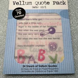 Baby Girl Theme Vellum Quote Scrapbooking Craft Pack 24 Pages New Oldstock